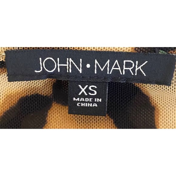 JOHN MARK Cheetah Print Animal Long Sleeve Blouse Top Nylon Stretch Size XS - Picture 3 of 4